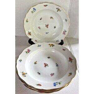 Set of 4 Hutschenreuther Mirabell Maria Theresa Scalloped Soup Bowls 9 1/4"